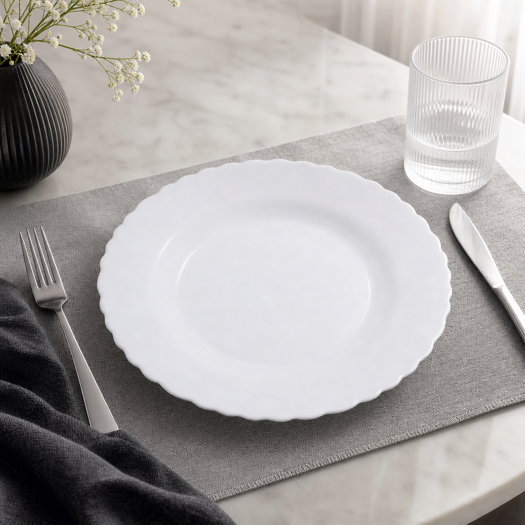 96 Pieces Opal Glass Dinner Plate, 10 Inch, White Round Tablewares