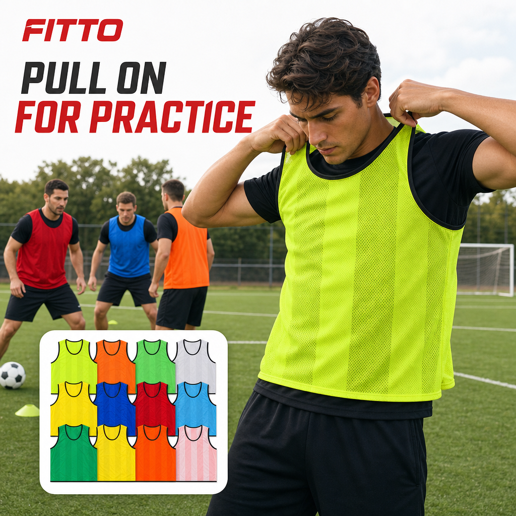 48 Pieces Sports Training Bibs Vests, Mesh Practice Pinnies, Standard Size, Assorted Colours, 12-Piece Pack