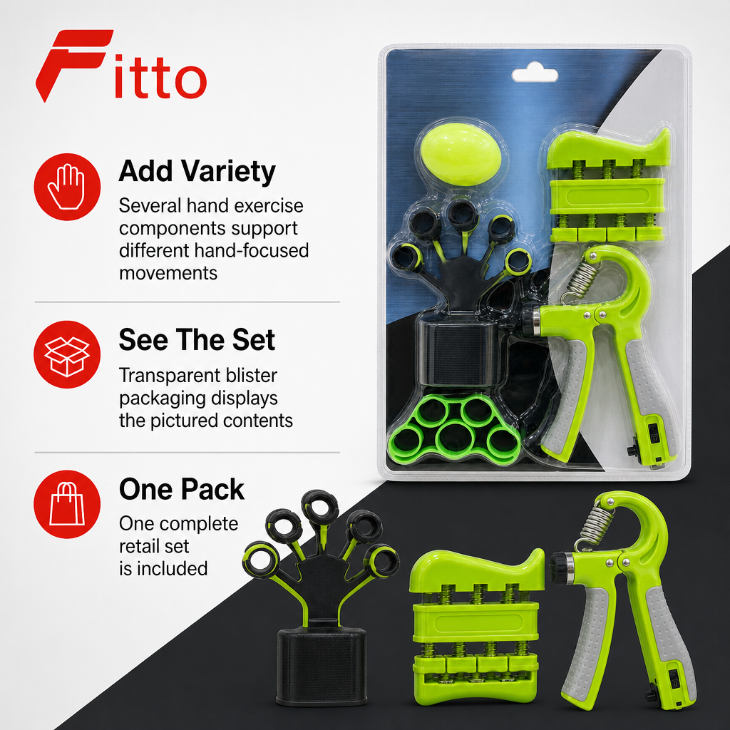 72 Pieces Hand Grip Strengthener Exercise Set for Hands and Forearms with Multi-Tool Training Components