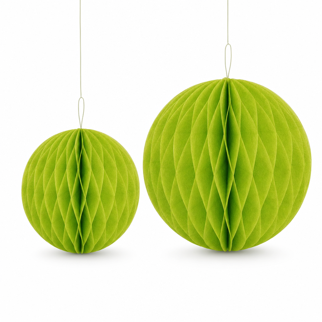 120 Pieces Paper Honeycomb Ball Decorations, Green Hanging Party Ornaments, 20 cm and 30 cm, 2 Pieces