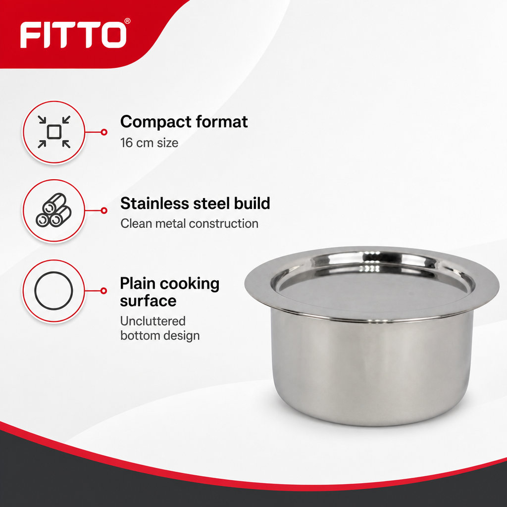 96 Pieces Stainless Steel Cooking Pan with Plain Bottom, 16 cm