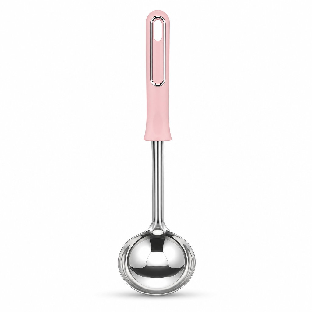 120 Pieces Stainless Steel Soup Ladle with Pink Handle, 31 cm, Deep Bowl for Cooking and Serving