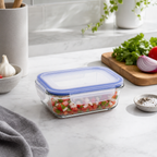 96 Pieces Rectangular Glass Food Storage Containers with PP Lid, 370 ml