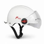 72 Pieces Half-Face Motorcycle Helmets with Clear Visor, White, Single Unit
