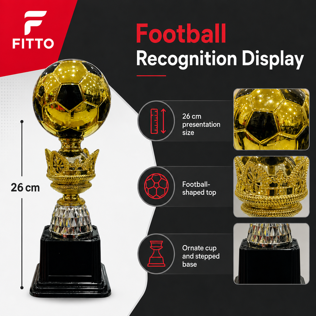 72 Pieces Plastic Football Trophy, 26 cm, Gold and Black Award Cup for Sports Recognition