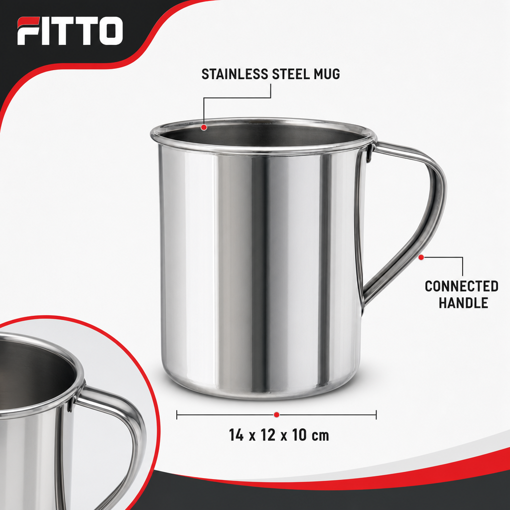 120 Pieces Stainless Steel Mug With Handle, Silver, 1 Piece, 14 x 12 x 10 cm