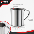 120 Pieces Stainless Steel Mug With Handle, Silver, 1 Piece, 14 x 12 x 10 cm
