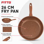 72 Pieces Granite-Coated Fry Pan, 26 cm, Brown