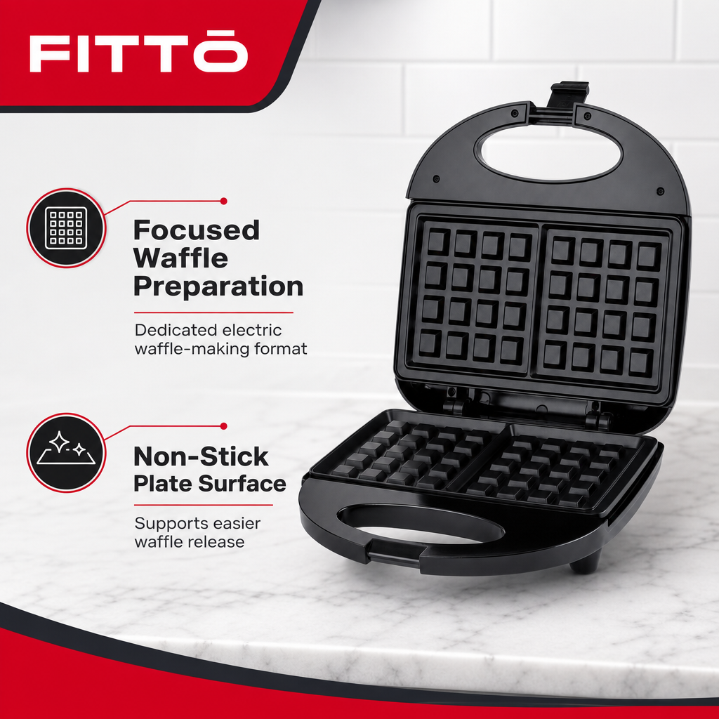 60 Pieces 750 W Electric Waffle Maker with Non-Stick Plates, Black, 25 x 24 x 10 cm, 1 Piece