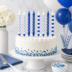 120 Pieces Blue Jumbo Birthday Candles with Holders, 10 Pieces