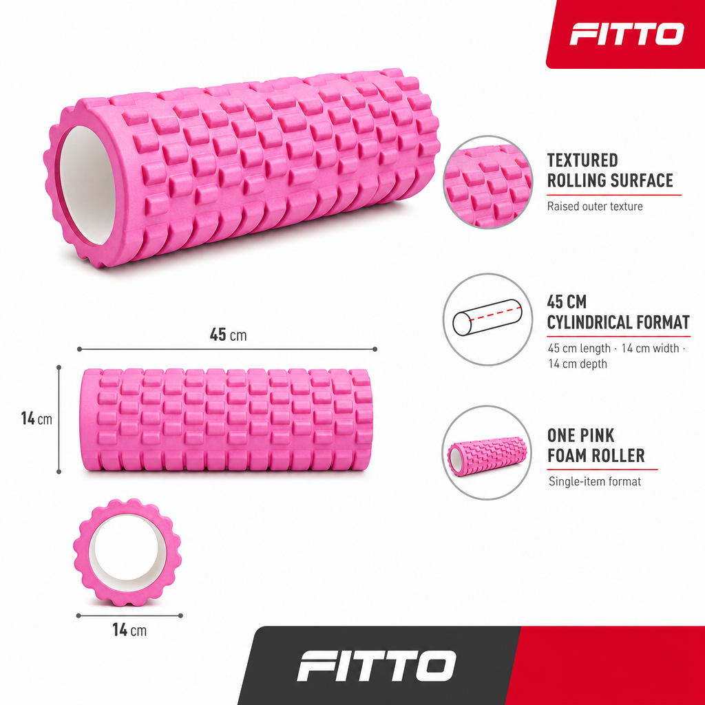 72 Pieces Textured Foam Yoga Roller, 45 cm, Pink