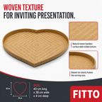 72 Pieces Heart-Shaped Bamboo Serving Trays, Woven Raised Rim, 40 cm