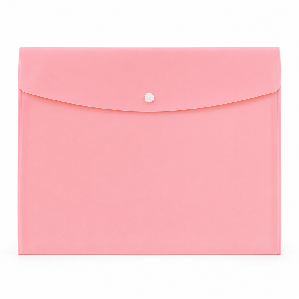 240 Pieces A4 Plastic Button Document Folder Pink 1 Piece