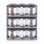 60 Pieces Spice Jar Sets with Rack, 9 Glass Containers, Assorted Colours for Kitchen Seasoning Storage