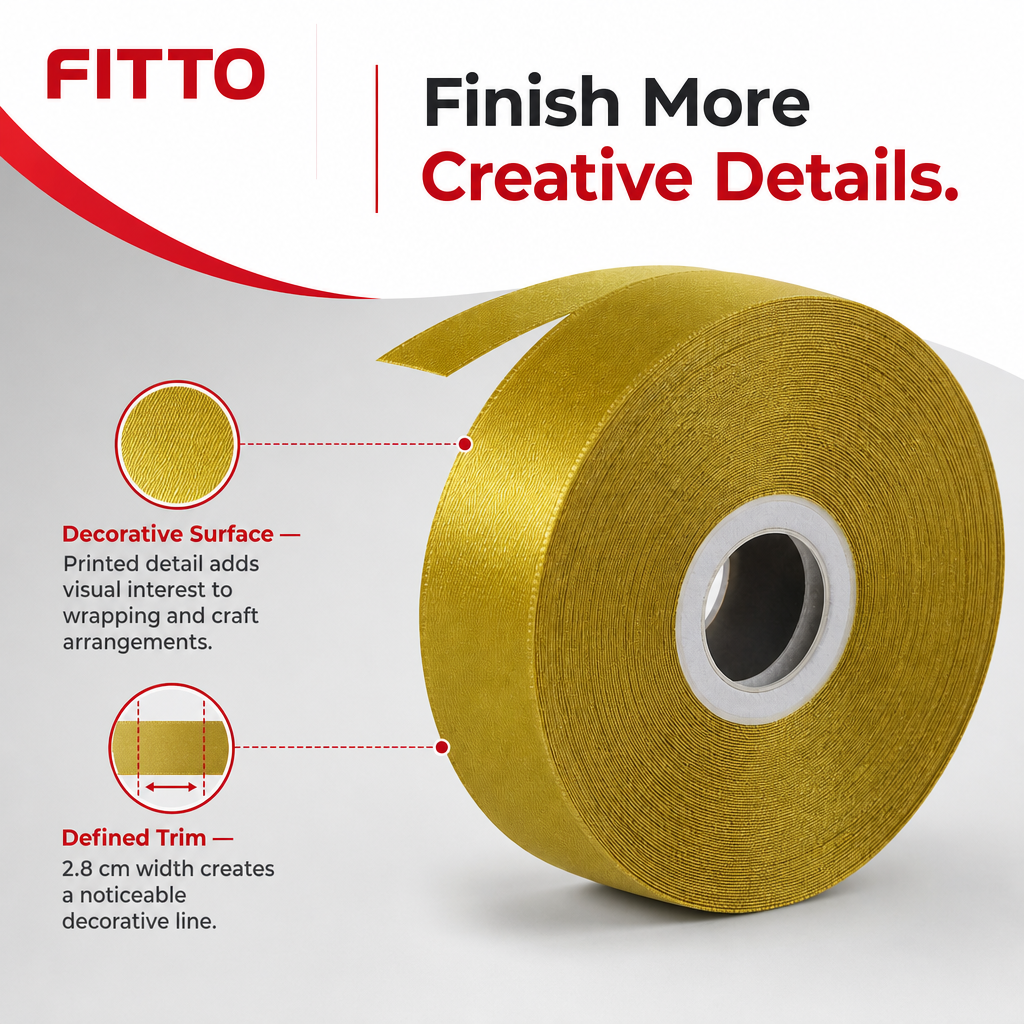 120 Pieces Printed Ribbon Roll, Dark Gold, 2.8 cm x 80 yd, Decorative Trim for Crafts and Wrapping