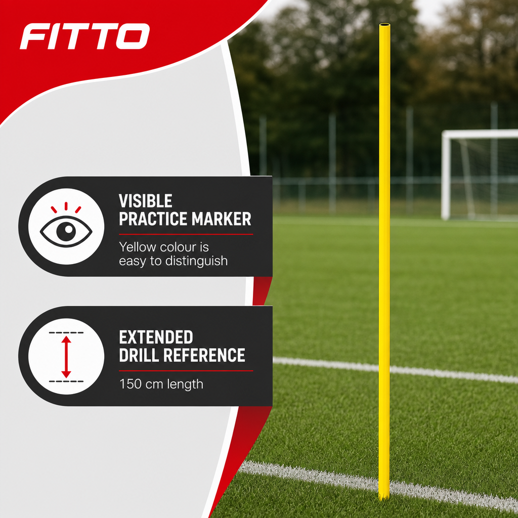 144 Pieces Plastic Soccer Training Poles, 150 cm, Yellow, Individual Practice Equipment