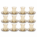 60 Pieces Glass Tea Cup and Saucer Set, Gold Tint, 12 Pieces