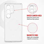 96 Pieces Crystal Clear Magnetic Phone Cases with Ring, Wireless Charging Support and Raised Camera Protection