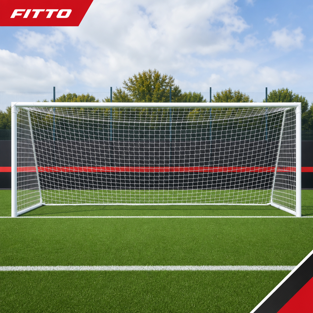 48 Pieces Football Goal Nets for 7-Player Goal Post, 5.5 m x 2.1 m, White Replacement Net