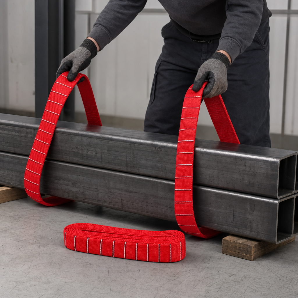48 Pieces Lift Sling Straps, Flat Polyester Webbing, 5 Ton Capacity, 5 Meter Length, Red, 1 Piece