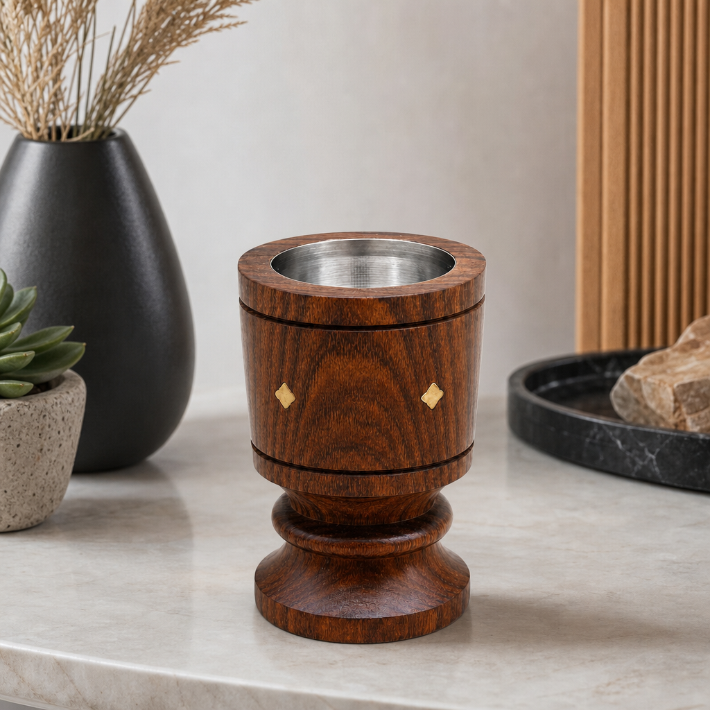 96 Pieces Wooden Incense Burner Cup with Metal Bowl, 4 Inch