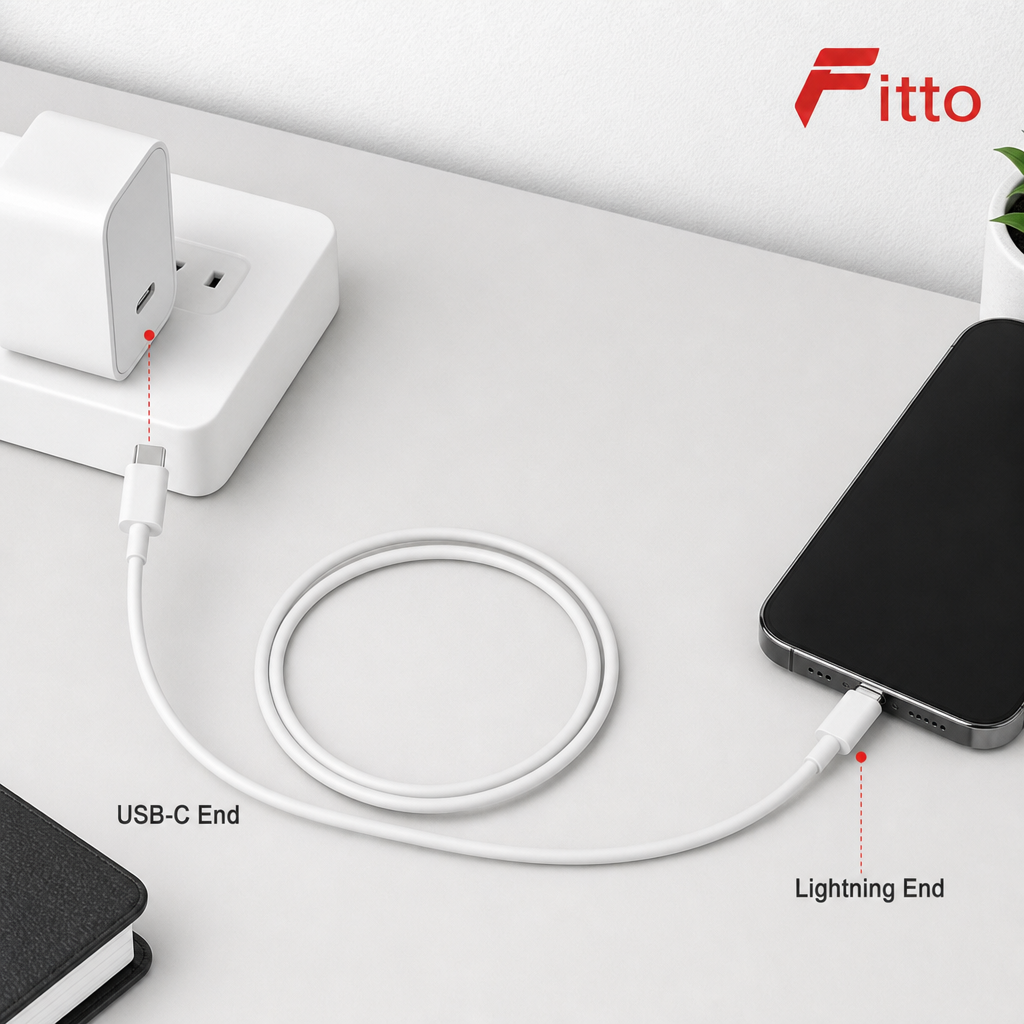 144 Pieces USB-C to Lightning Charge Cable, 1 m, White, Single Cable