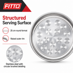 120 Pieces Stainless Steel Round Plate with Raised Rim, 25 cm, Silver, 1 Piece