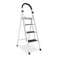 48 Pieces Folding Metal Step Ladder, 4-Step Design, White, 141 x 44 cm, 1 Piece