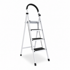 48 Pieces Folding Metal Step Ladder, 4-Step Design, White, 141 x 44 cm, 1 Piece