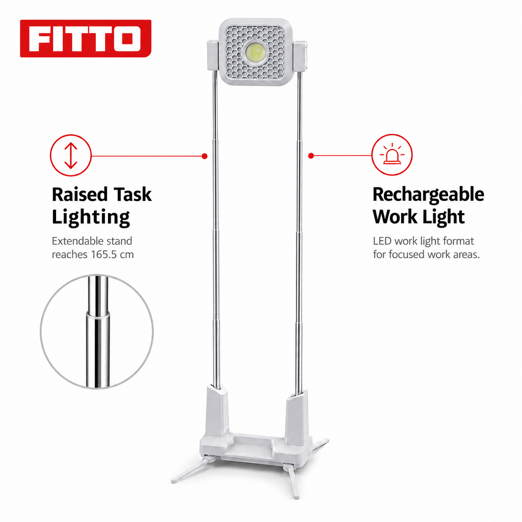 48 Pieces White Rechargeable LED Work Light with 165.5 cm Extendable Stand