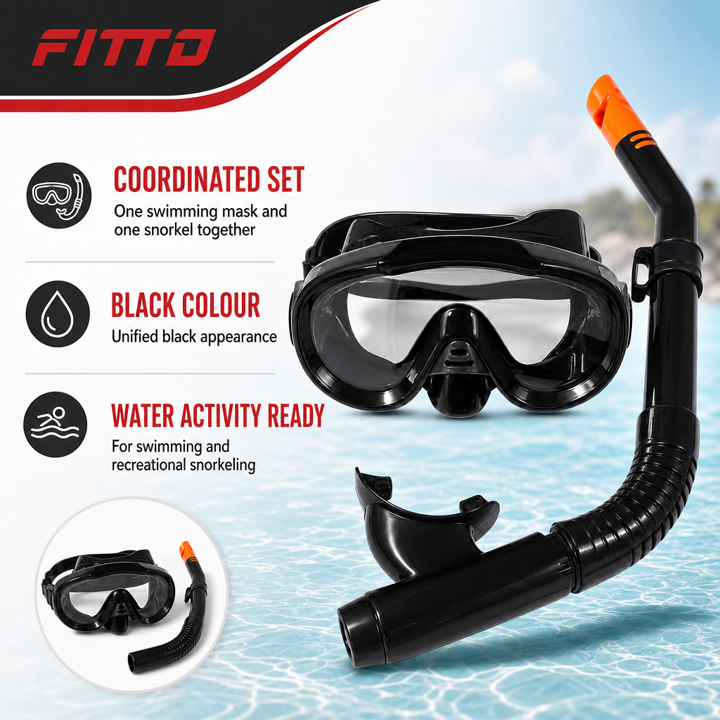 72 Pieces Swimming Mask and Snorkel Set, Black