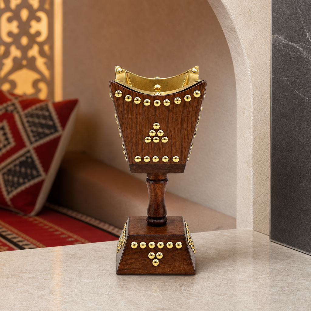 72 Pieces Decorative Wooden Incense Burner Stand, Brown and Gold, 8.4 Inch