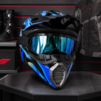 48 Pieces Full-Face Off-Road Motorcycle Helmets with Tinted Goggles, Blue and Black