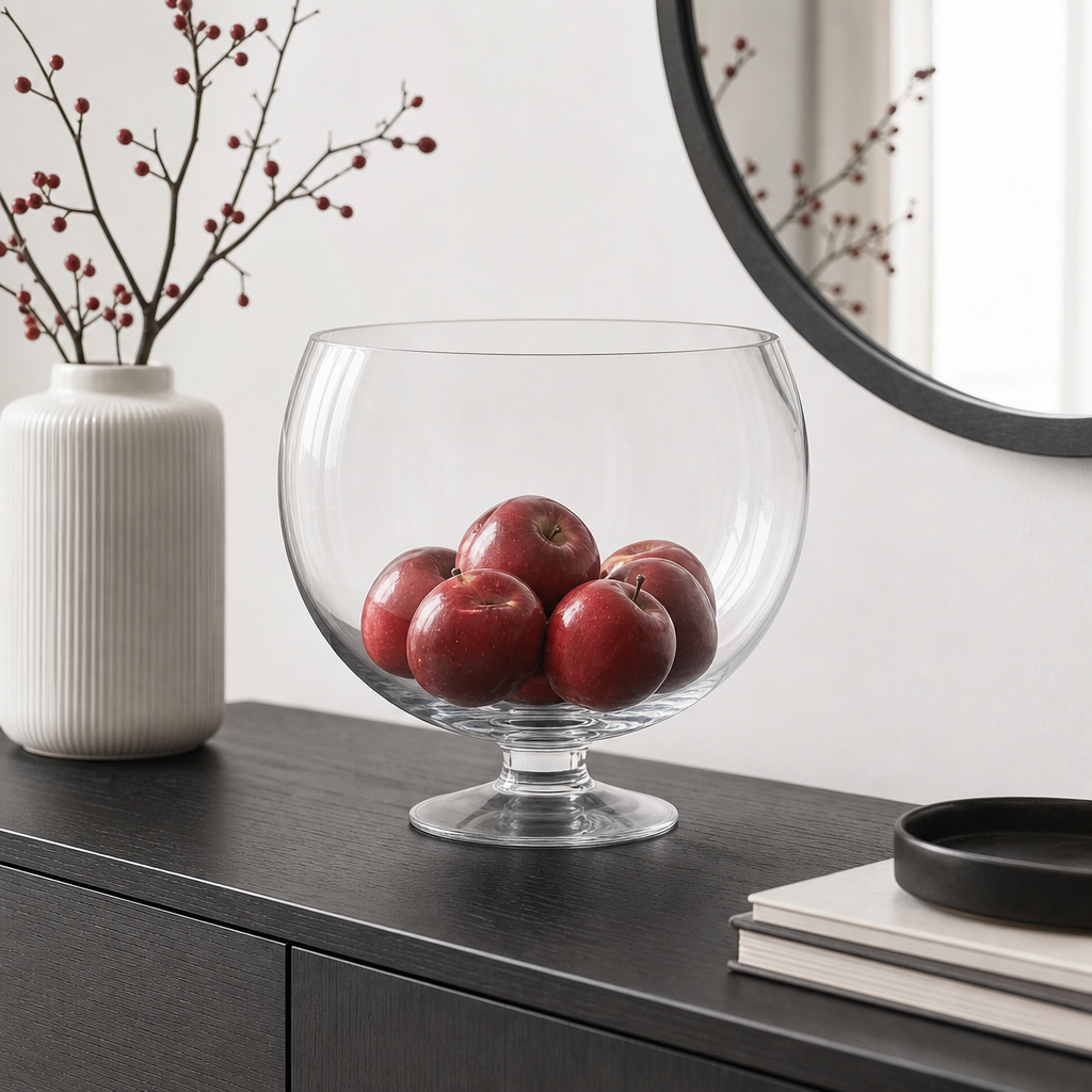 48 Pieces Round Glass Display Bowl with Pedestal Base, Large, Clear Decorative Centerpiece