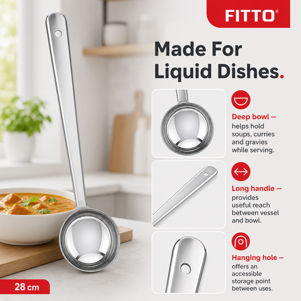 144 Pieces Stainless Steel Deep Curry Ladle, 28 cm, 1 Piece