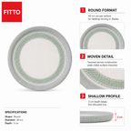 96 Pieces Round Woven Serving Trays, 40 cm, Shallow Profile, Design 2540