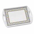 96 Pieces Rectangular Serving Trays with Dual Handles, 18 Inch, White and Grey with Yellow Accents