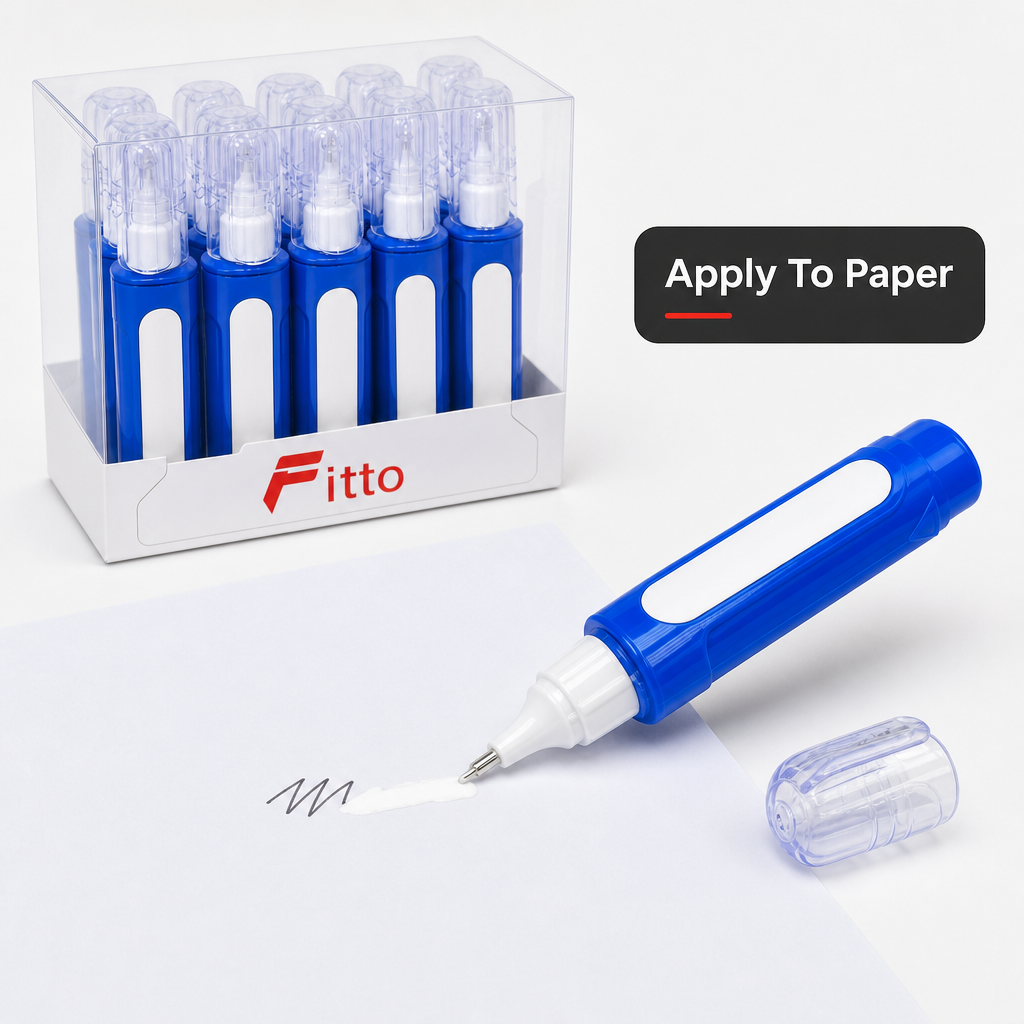 96 Pieces Correction Fluid Pens, Blue and White, 12 ml, 12-Piece Display Box