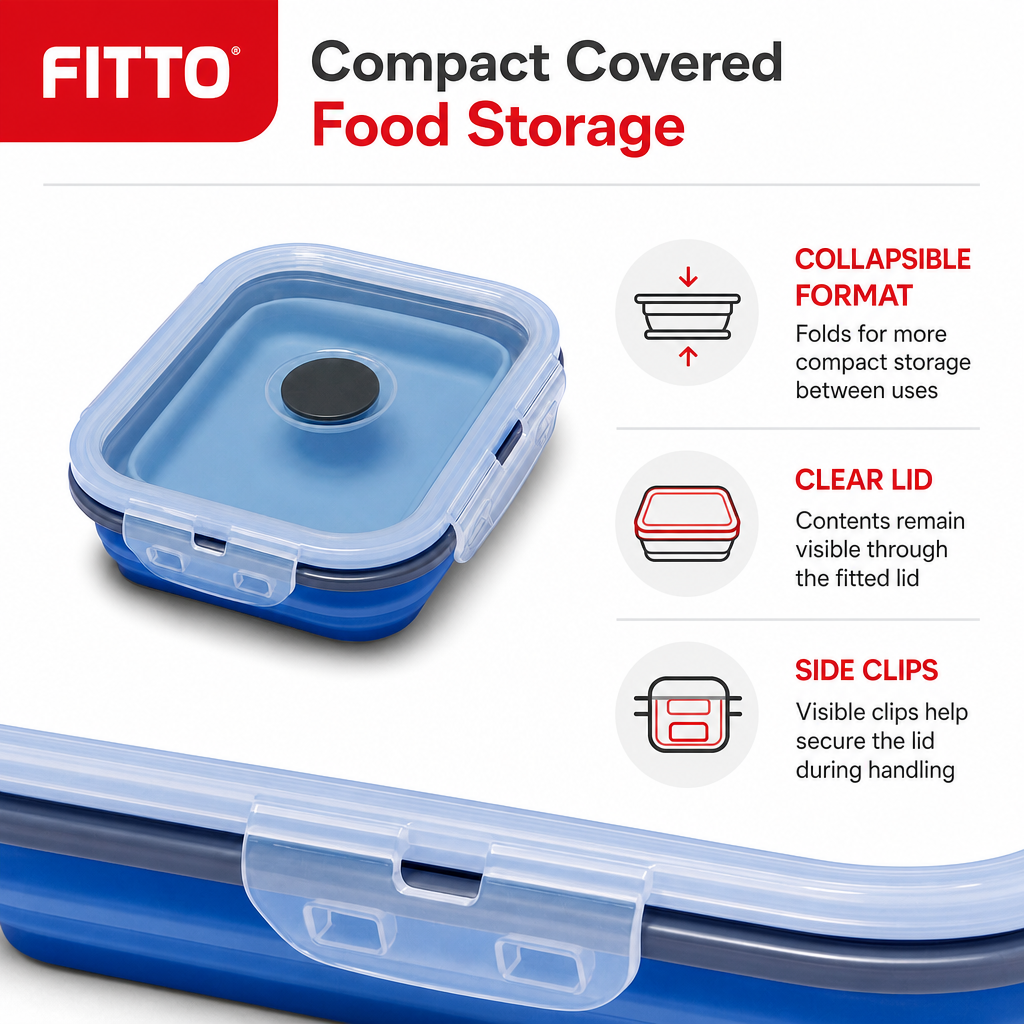 96 Pieces Collapsible Lunch Box with Lid and Side Clips, Blue, 9.7 cm