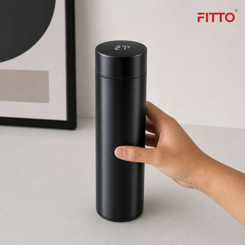 96 Pieces Smart Cup with LED Temperature Display, 500 ml, Black, 1 Piece