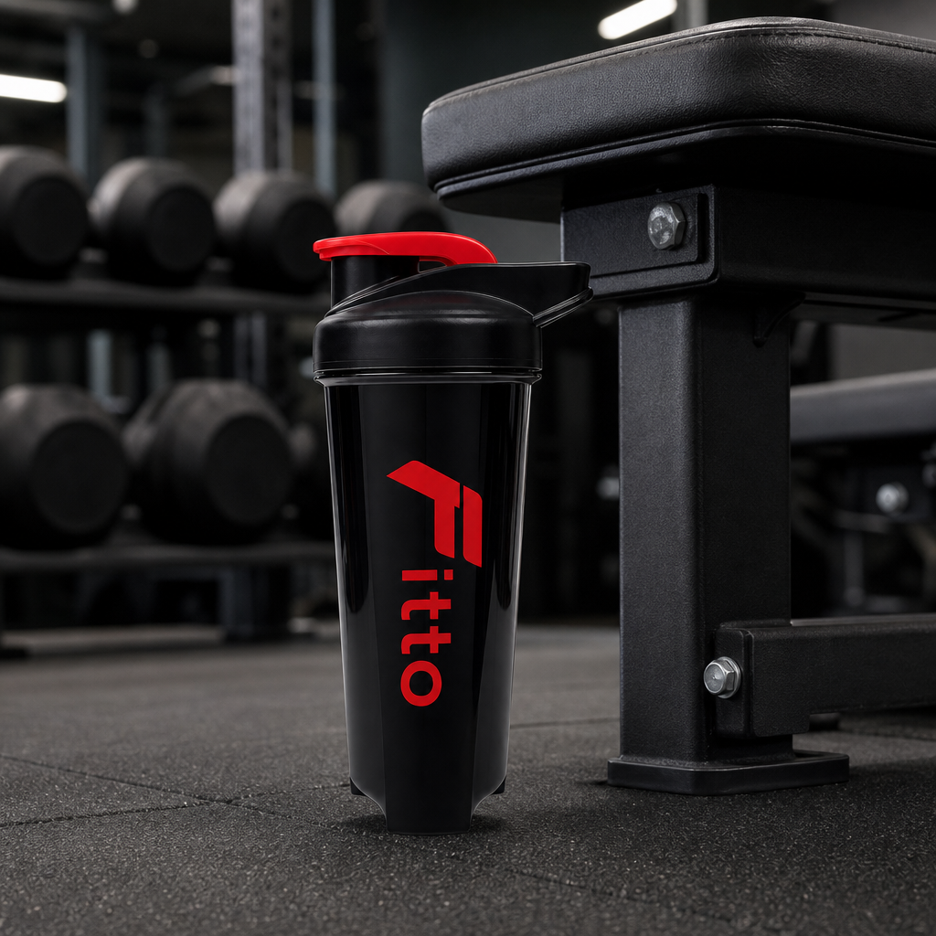 120 Pieces Sports Water Bottles, Protein Shaker with Flip Lid, Black Body and Red Cap, 1 Piece