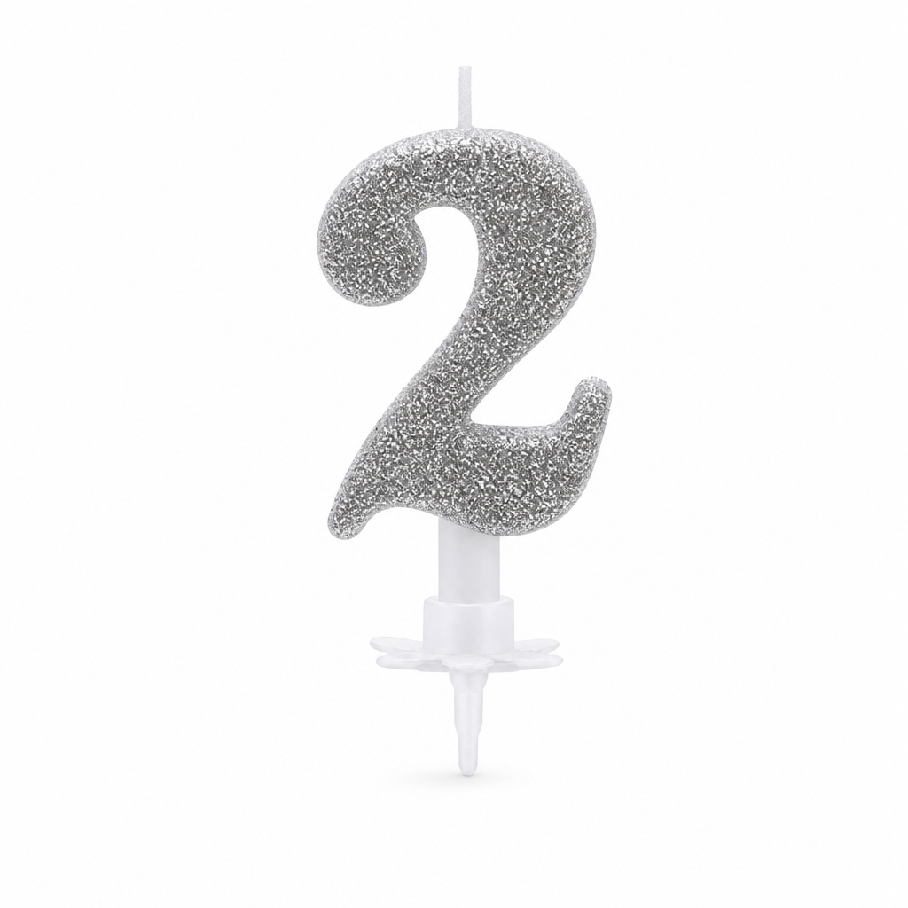 240 Pieces Assorted Colour Sparkling Number 2 Cake Candles, 3 in, 1 Piece