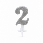 240 Pieces Assorted Colour Sparkling Number 2 Cake Candles, 3 in, 1 Piece