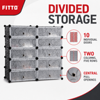 48 Pieces 10-Door Modular Storage Cabinet, Grey And Black, 95 x 37 x 93 cm, 1 Unit