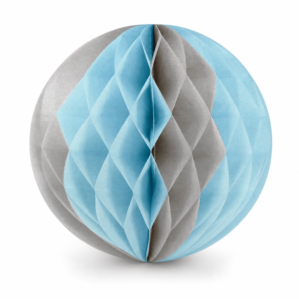 240 Pieces Paper Honeycomb Ball Decoration, Grey And Light Blue, 25 cm, 1 Piece