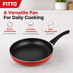 60 Pieces 30 cm Aluminium Non-Stick Frying Pan, Red with Black Handle