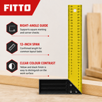 144 Pieces Carpenter L-Square Ruler, 12 Inch, Yellow and Black, 1 Piece