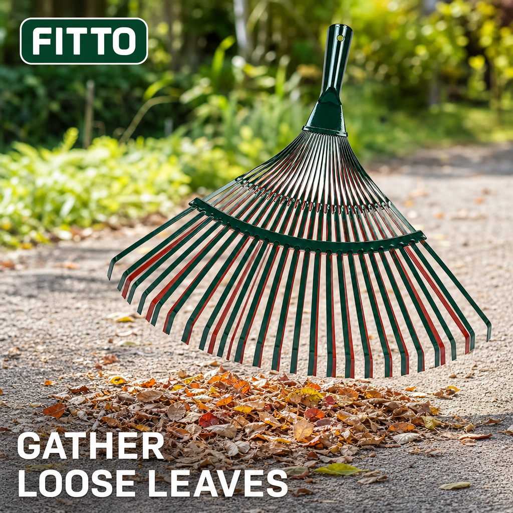 96 Pieces Wide Fan Leaf Rake, 22-Tooth Green Garden Rake Head, 1 Piece