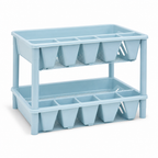 72 Pieces Utensil Drying Rack, Light Blue Two-Tier Plastic Dish Drainer with Removable Compartments, 45 x 32 x 18 cm