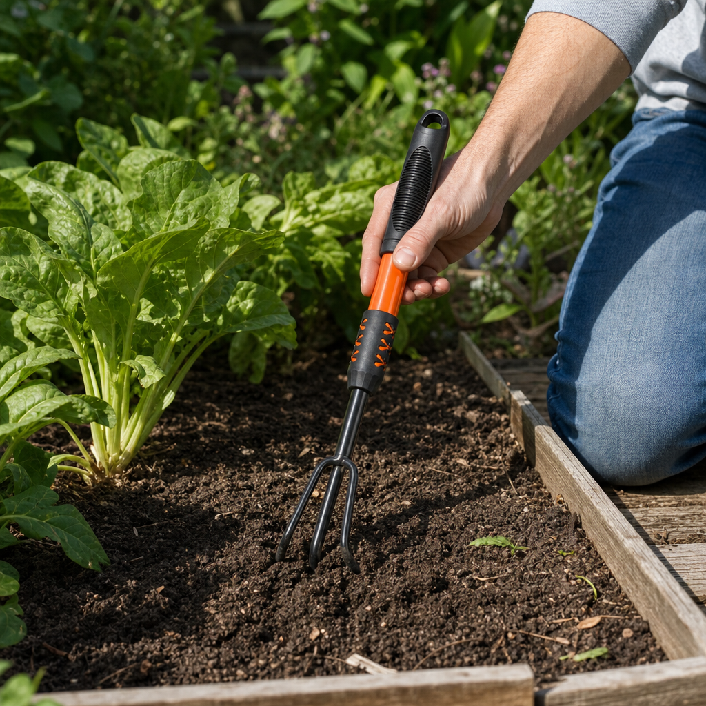 120 Pieces 3-Tine Hand Garden Cultivator, 35 cm, Black and Orange, 1 Piece